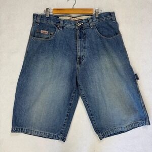 Pepe Jeans London Men's Denim Cargo Shorts Blue Wash Size 38 Vintage Y2K Baggy